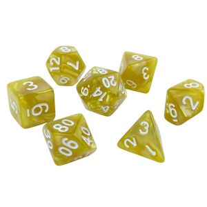 Kit 7 Dados RPG Amarelo Perolado