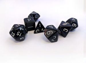 Kit 7 Dados RPG Preto e Branco